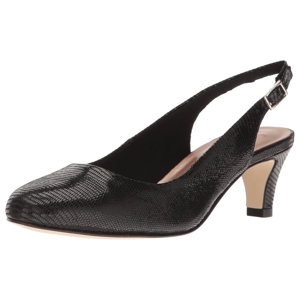 7.5W Lizard Print Leather Slingback Kitten Heels